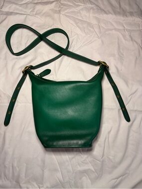 Coach Emerald Green Leather Crossbody Bucket Bag with Gold Hardware